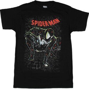 Marvel Mens Spider-Man Symbiote Black Suit Comic Graphic Shirt New